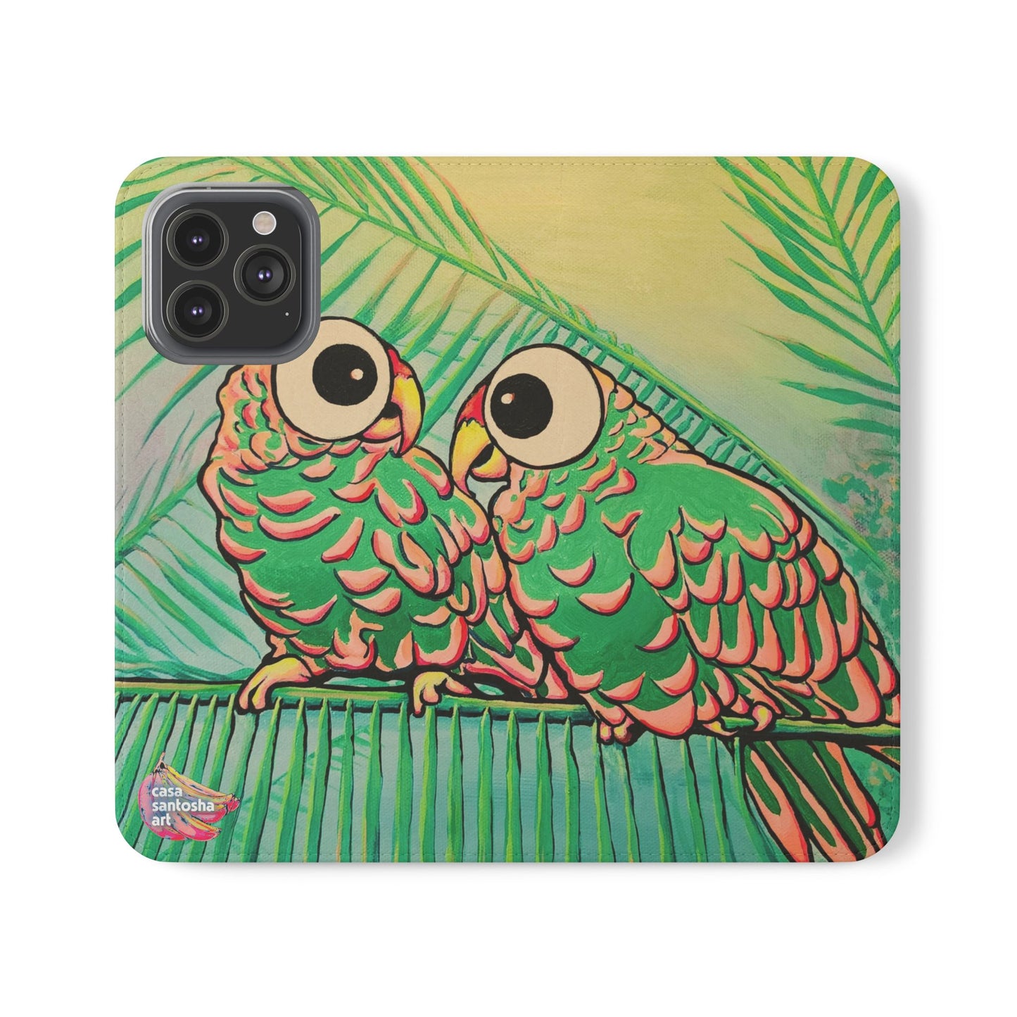 Chatty Cyclops Parrots Flip Phone Case – Wallet Cover with Card Slots