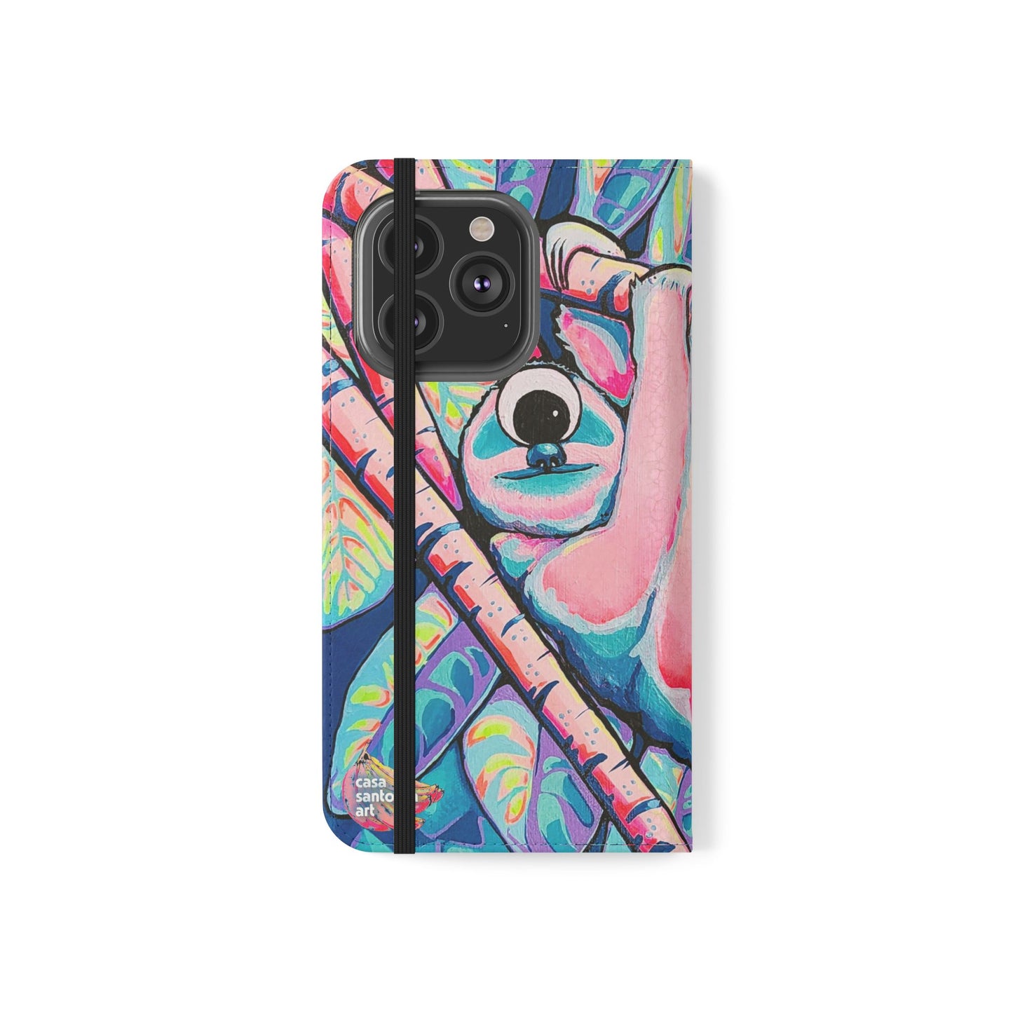 Cyclops Sloth Flip Phone Case – Wallet Cover with Card Slots