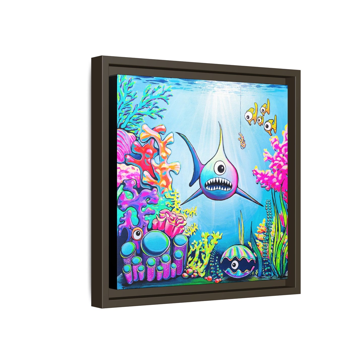 Framed Cyclops Shark Canvas Print