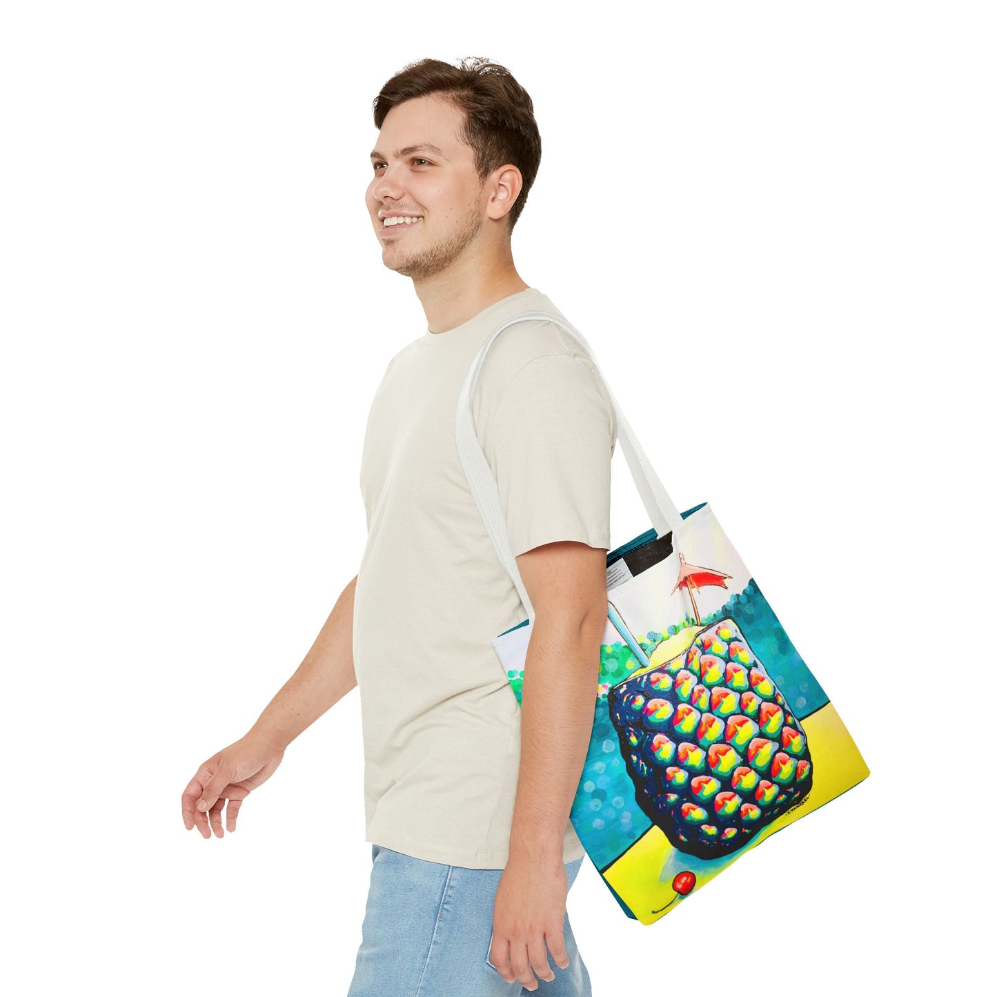 Premium Neon Piña Colada Tote Bag, Original Artist Design, Reusable Shopping Tote,  Eco-Friendly