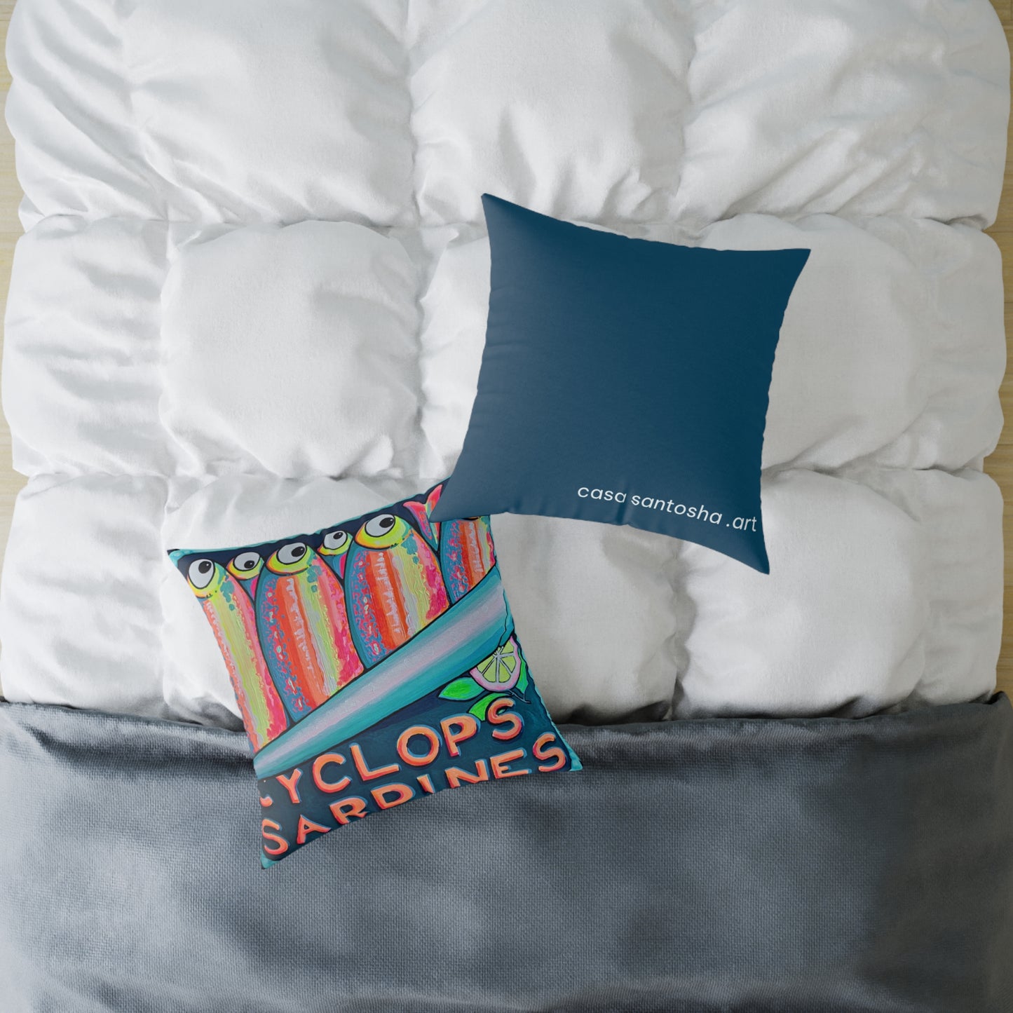 Neon Sardines Art Canvas Decorative Pillow