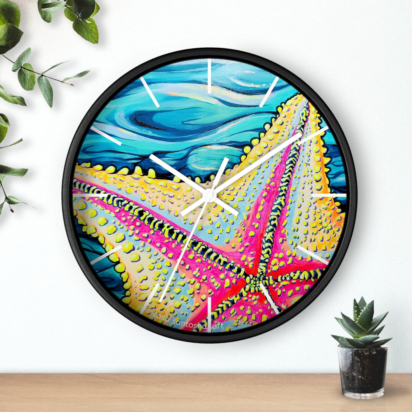 Starfish Beach Bocas Pop Art Wall Clock