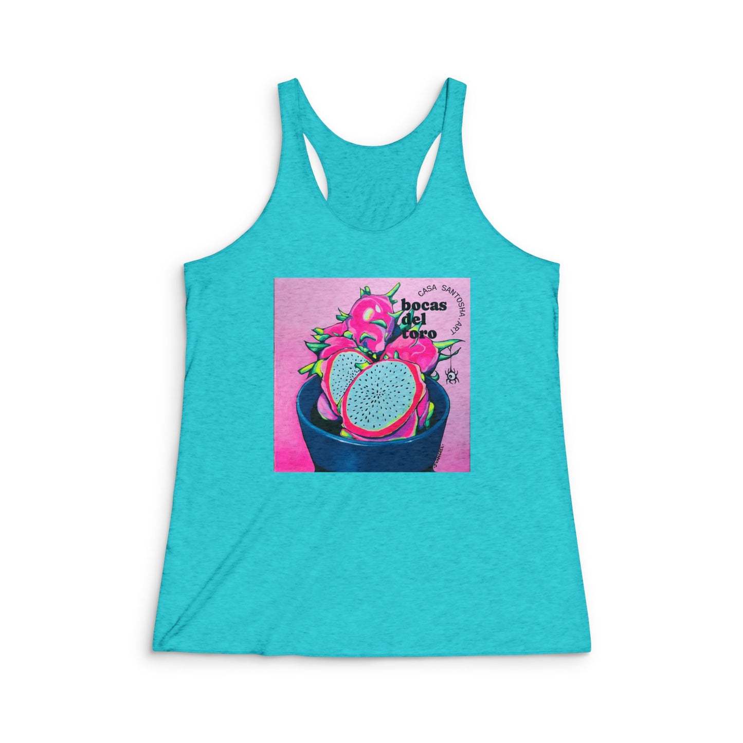 Women's Neon Pink Dragon Fruit Graphic Racerback Tank
