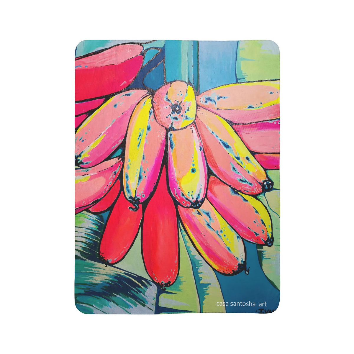 Neon Primitivo Bananas Fleece Sherpa Blanket