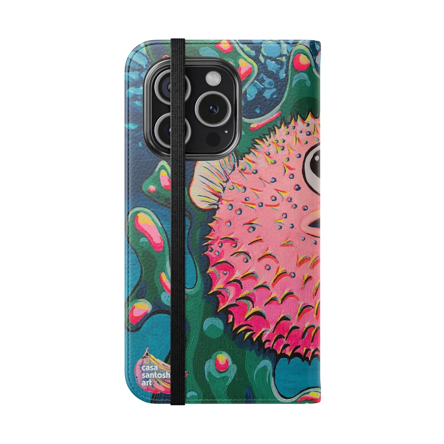 Cyclops Pufferfish Flip Phone Case – Wallet Cover with Card Slots