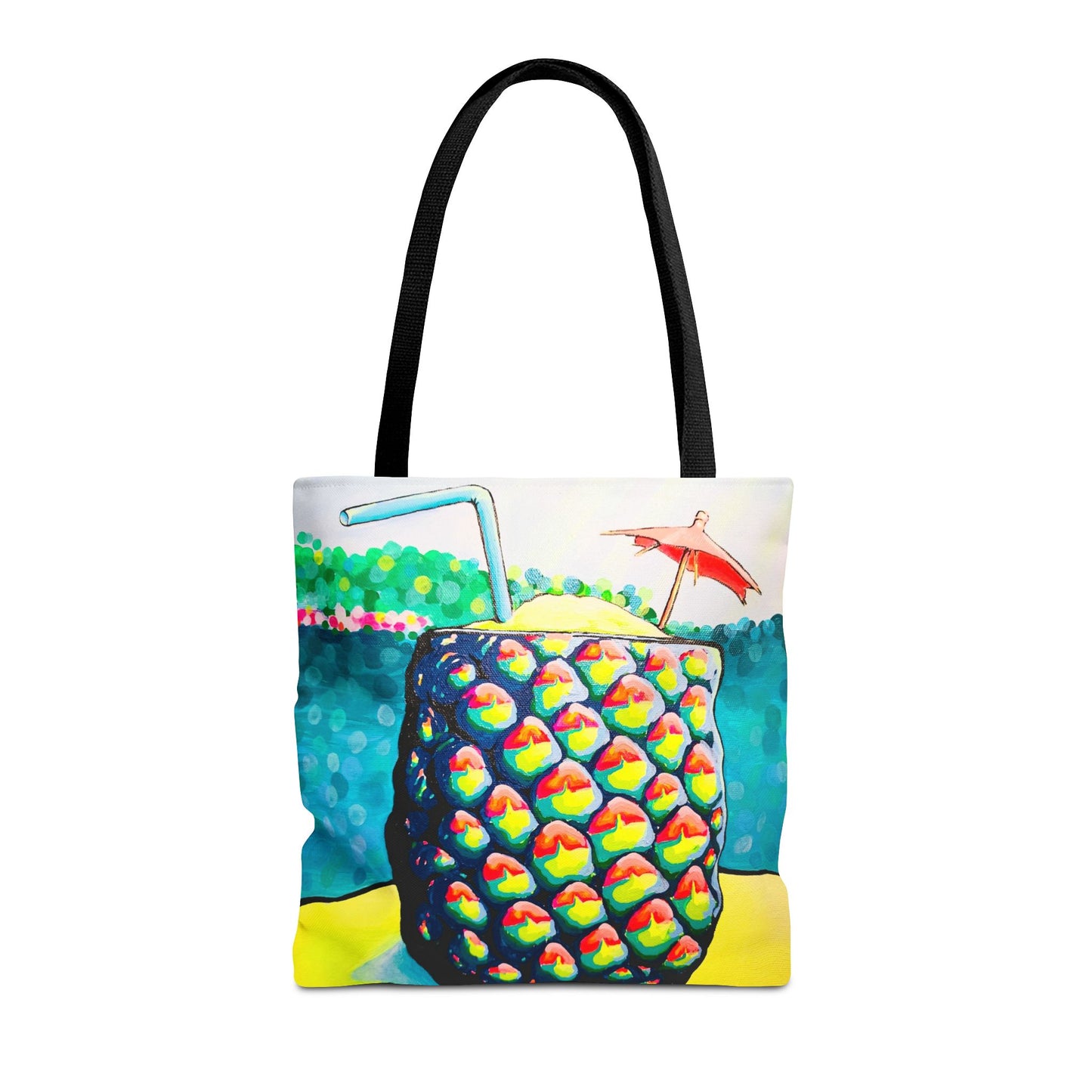 Premium Neon Piña Colada Tote Bag, Original Artist Design, Reusable Shopping Tote,  Eco-Friendly