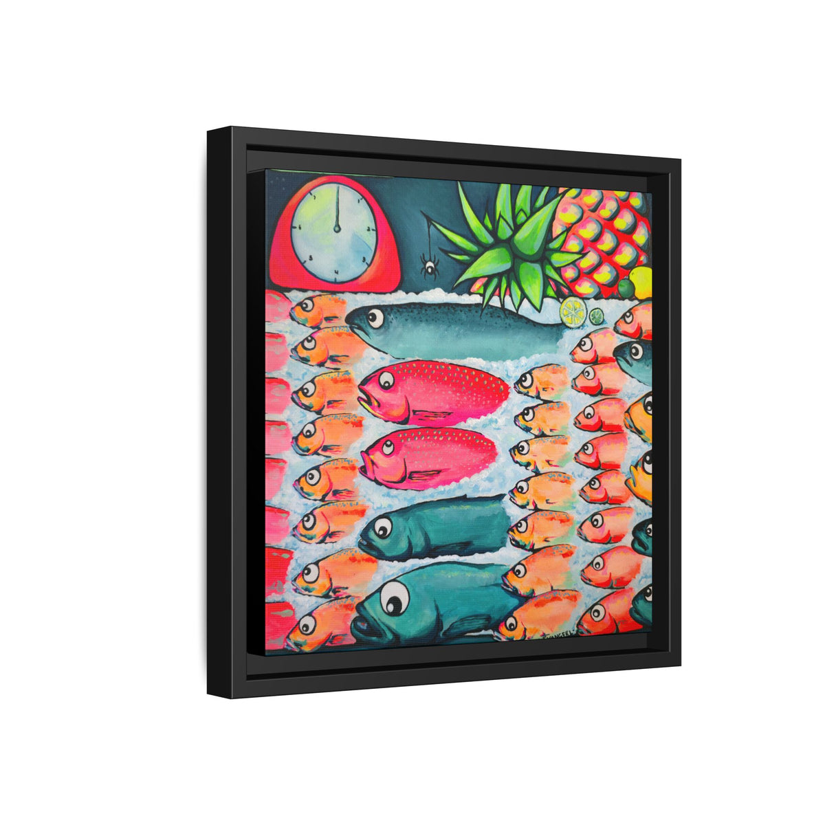 Framed Neon Cabo Fish Market Canvas Wall Art