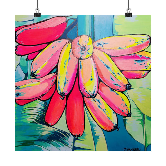 Neon Primitivo Bananas Giclée Art Poster