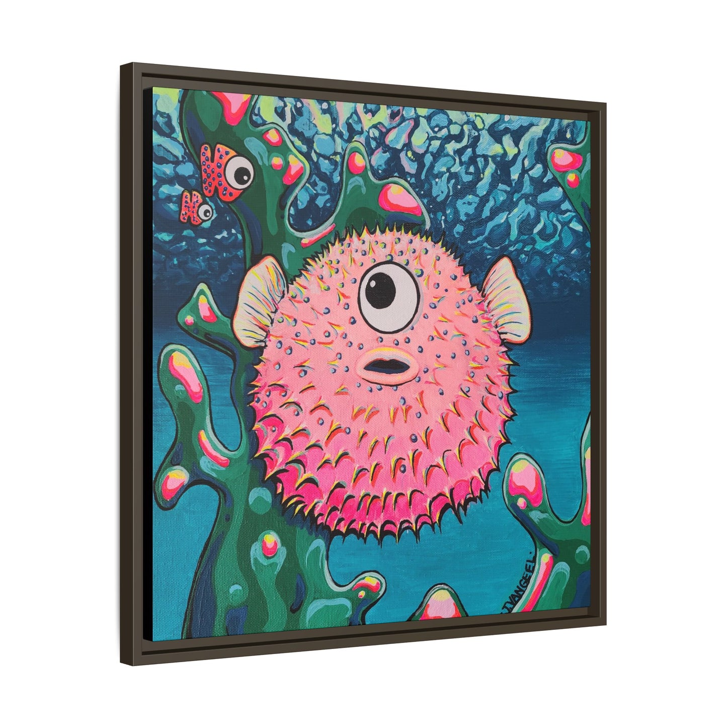 Framed Cyclops Pufferfish Canvas Print