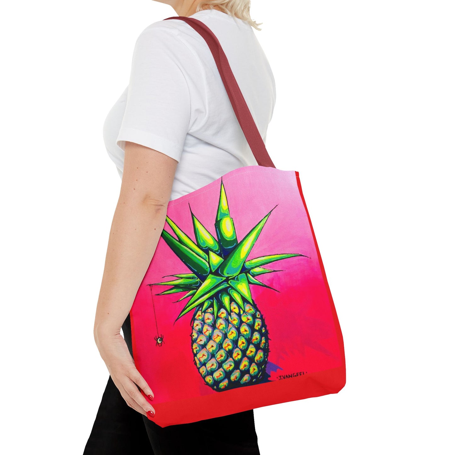 Premium Neon Pineapple Tote Bag, Original Artist Design, Reusable Shopping Tote, Eco-Friendly