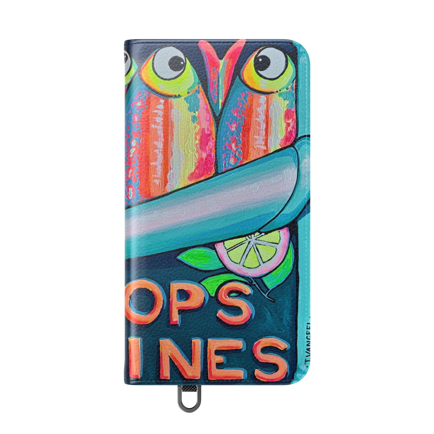 Neon Sardines Flip Phone Case – Wallet Cover with Card Slots