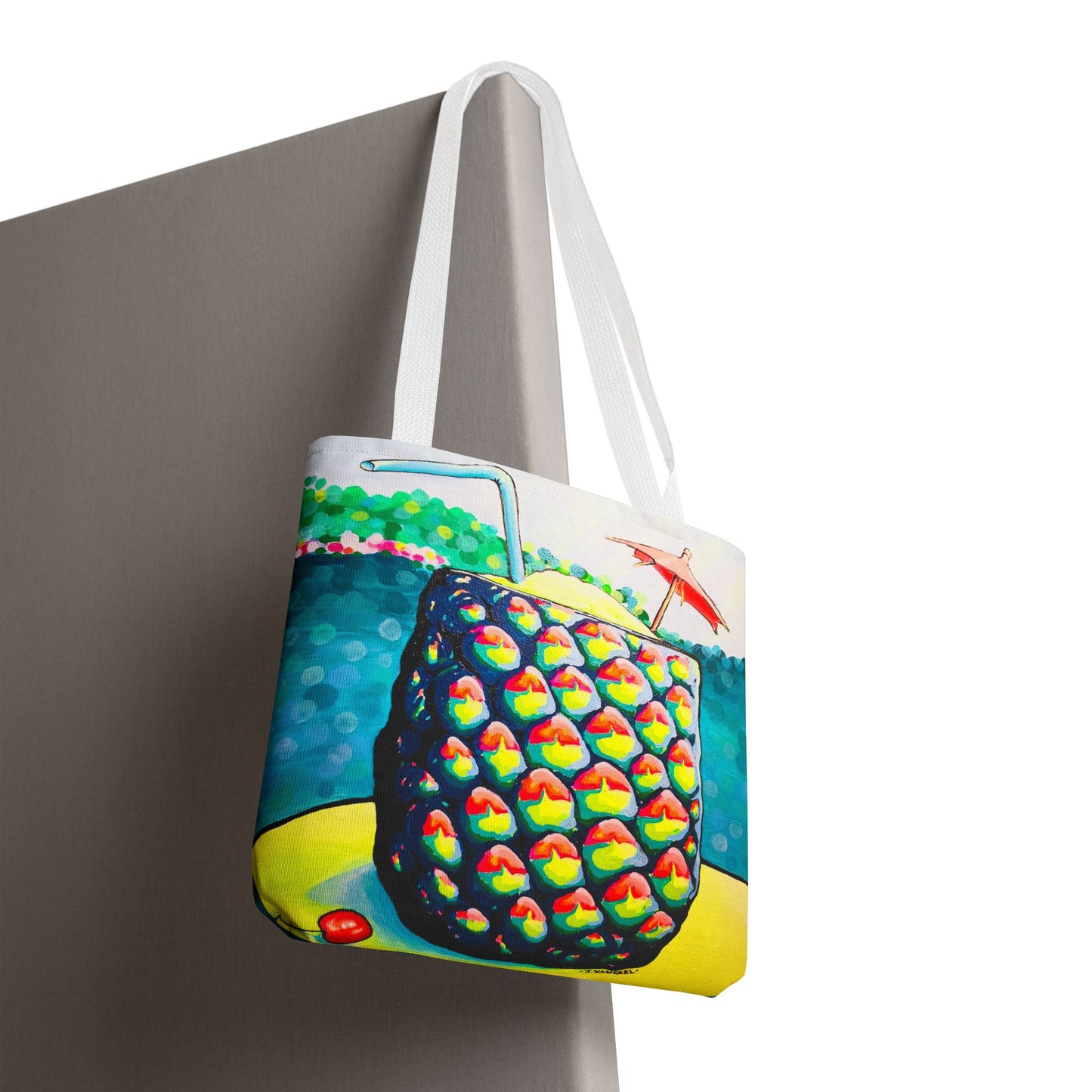 Premium Neon Piña Colada Tote Bag, Original Artist Design, Reusable Shopping Tote,  Eco-Friendly