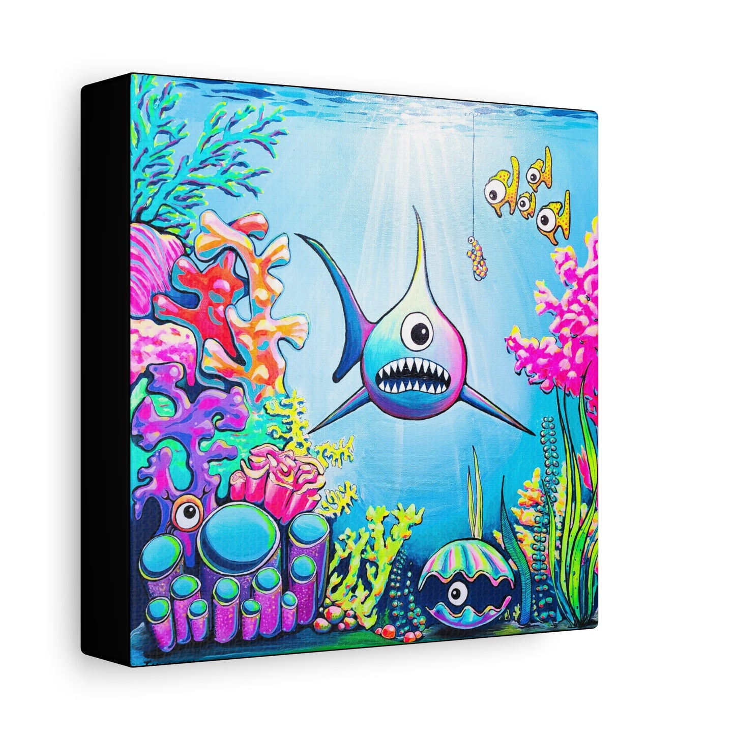 Cyclops Shark Original Canvas Art Print, Unique Home Decor, Wall Art