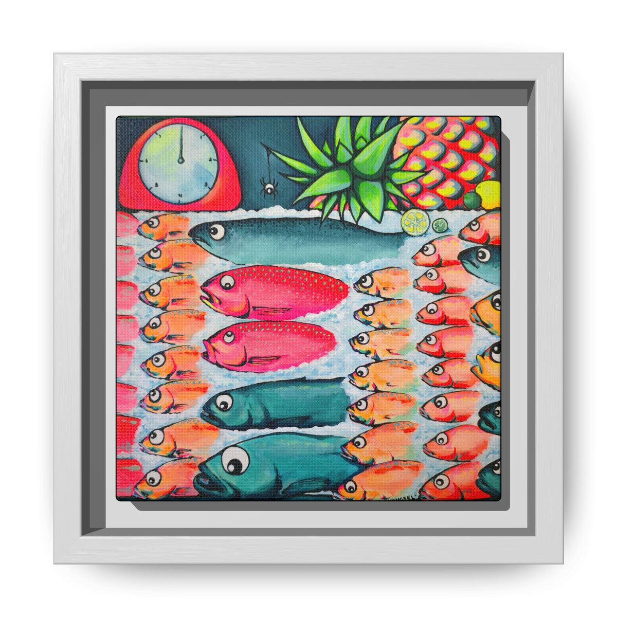 Framed Neon Cabo Fish Market Canvas Wall Art