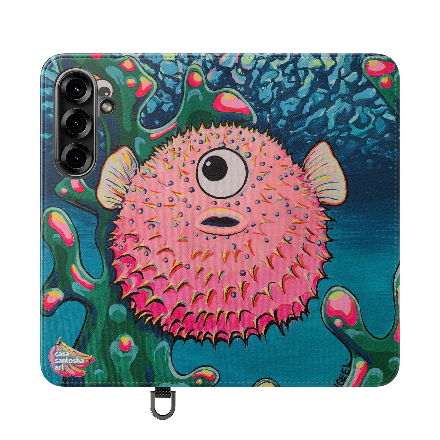 Cyclops Pufferfish Flip Phone Case – Wallet Cover with Card Slots