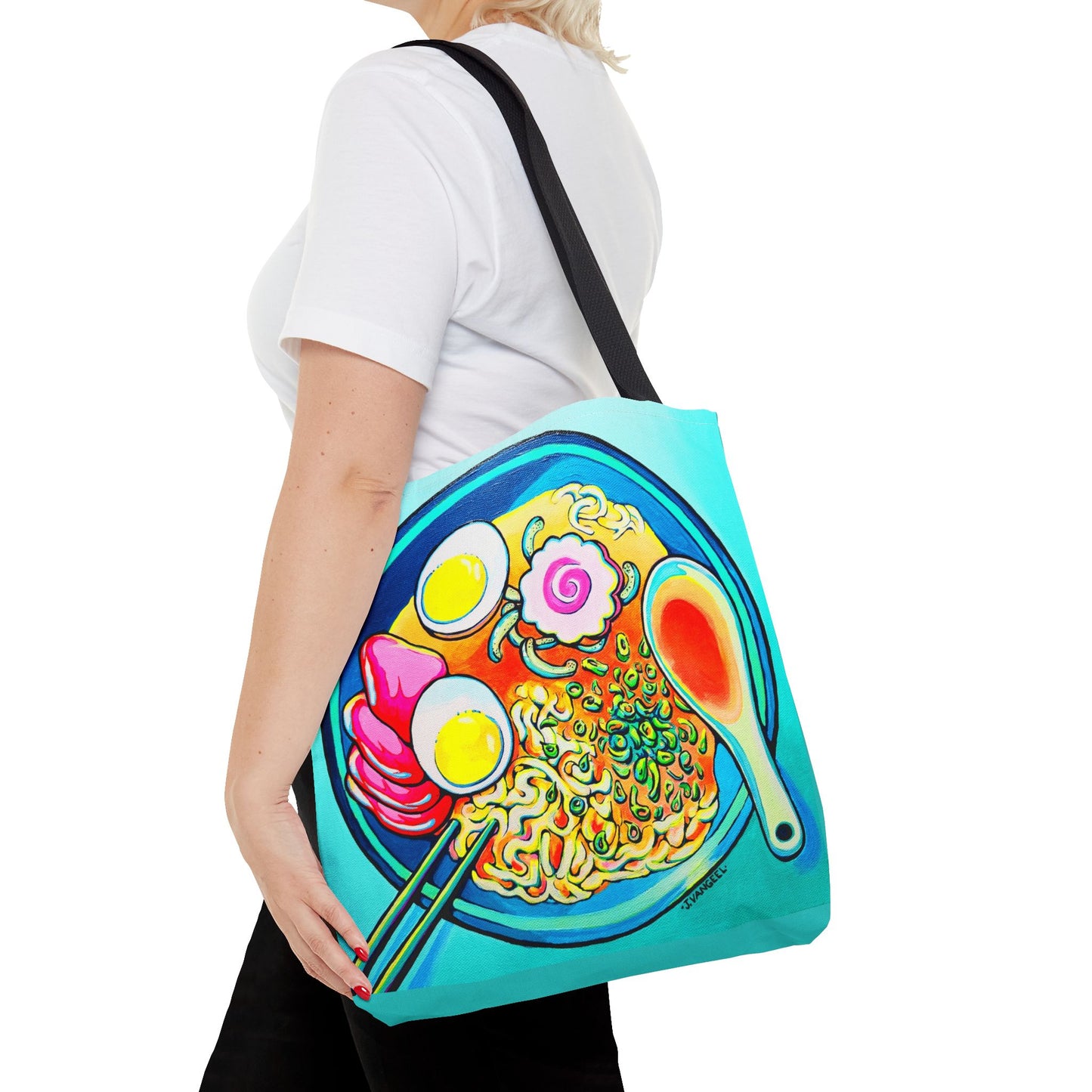 Premium Neon Ramen Tote Bag, Original Artist Design, Reusable Shopping Tote, Eco-Friendly