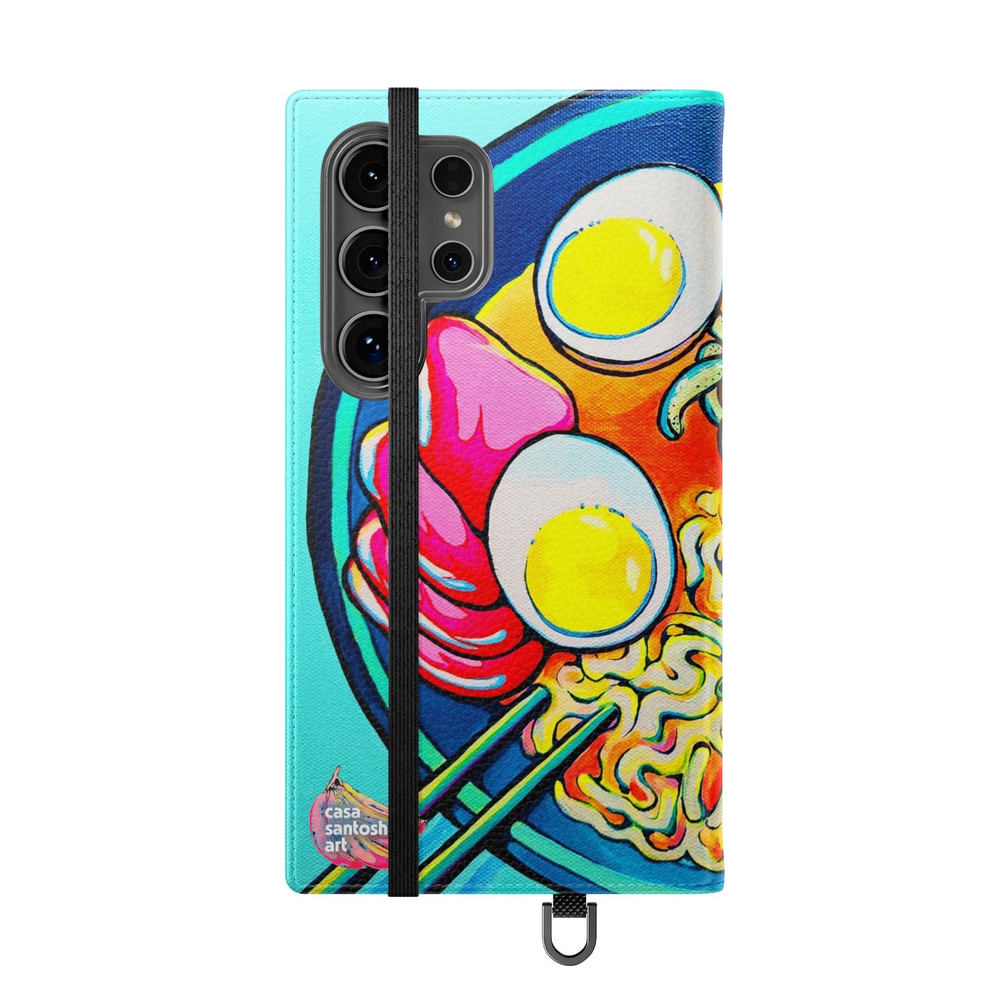 Neon Ramen Flip Phone Case – Wallet Cover with Card Slots