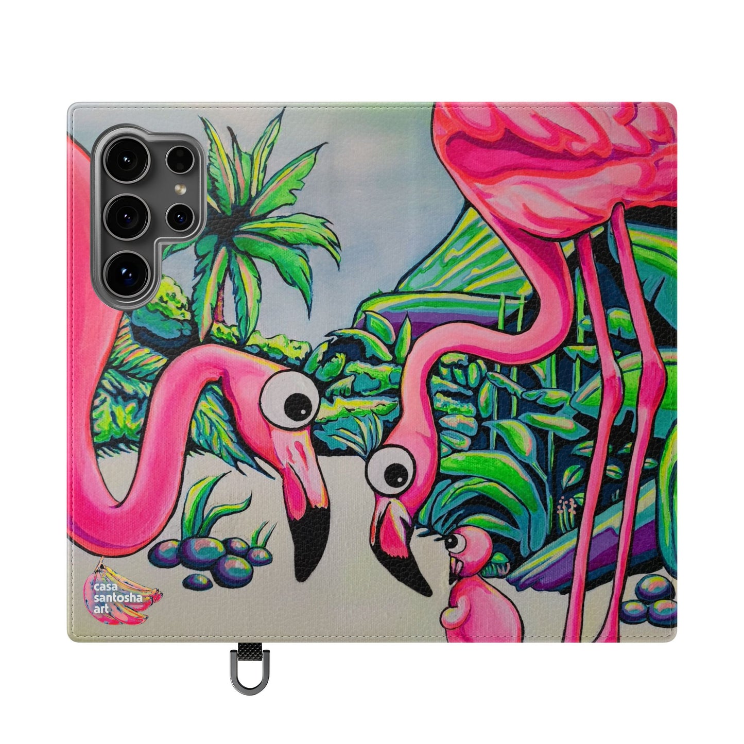 Cyclops Flamingo Family Flip Phone Case – Wallet Cover with Card Slots