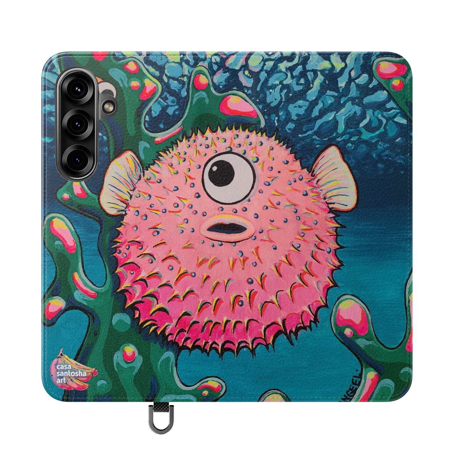 Cyclops Pufferfish Flip Phone Case – Wallet Cover with Card Slots