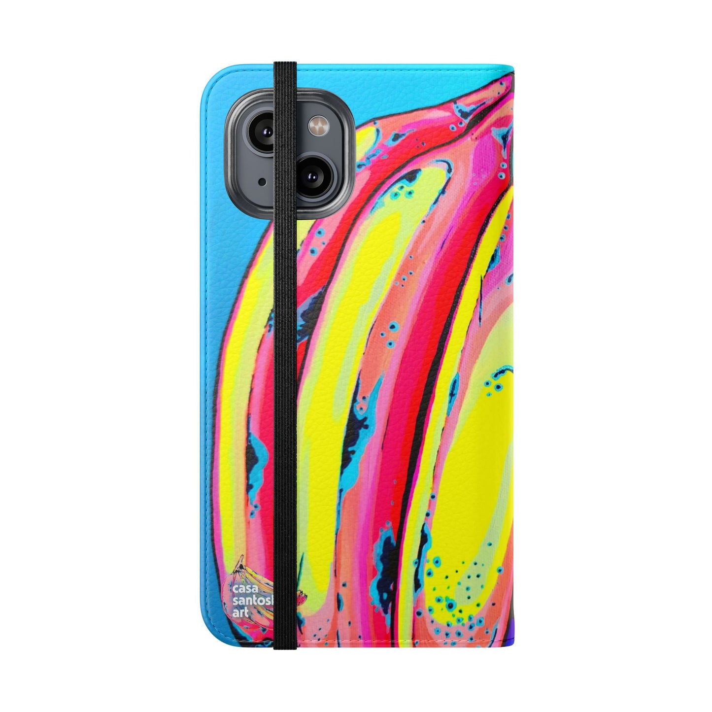 Neon Fat Bananas Flip Phone Case – Wallet Cover with Card Slots