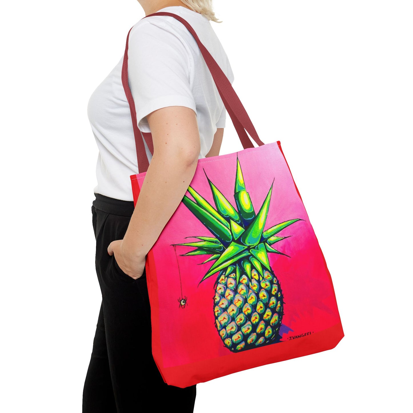 Premium Neon Pineapple Tote Bag, Original Artist Design, Reusable Shopping Tote, Eco-Friendly