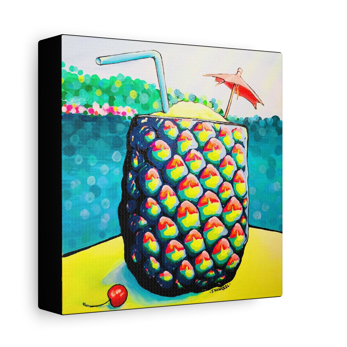 Neon Piña Colada Canvas Print, Original Artist Design, Home Decor, Wall Art
