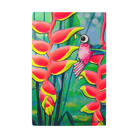 Cyclops Hummingbirds Waffle Weave Kitchen Hand Towel