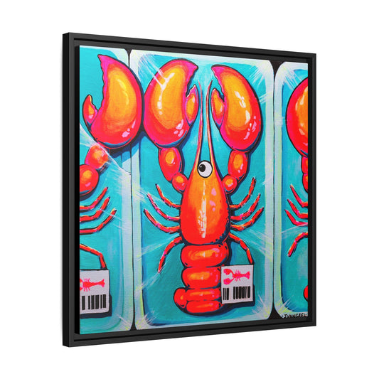 Framed Fresh Neon Lobster Canvas Print