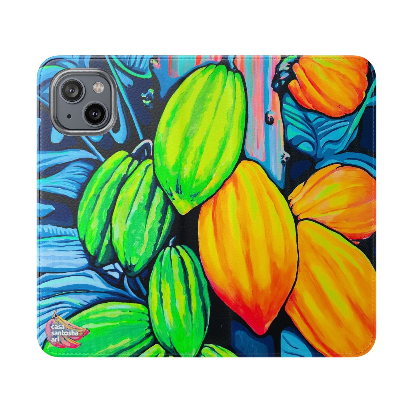 Neon Cacao Flip Phone Case – Wallet Cover with Card Slots