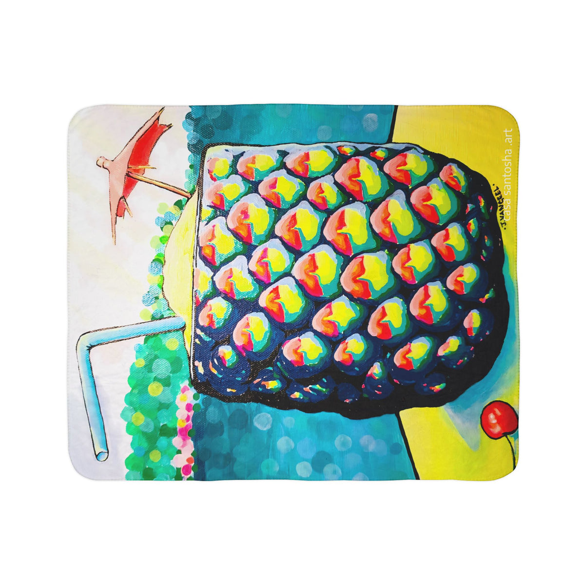 Neon Piña Colada Fleece Sherpa Blanket