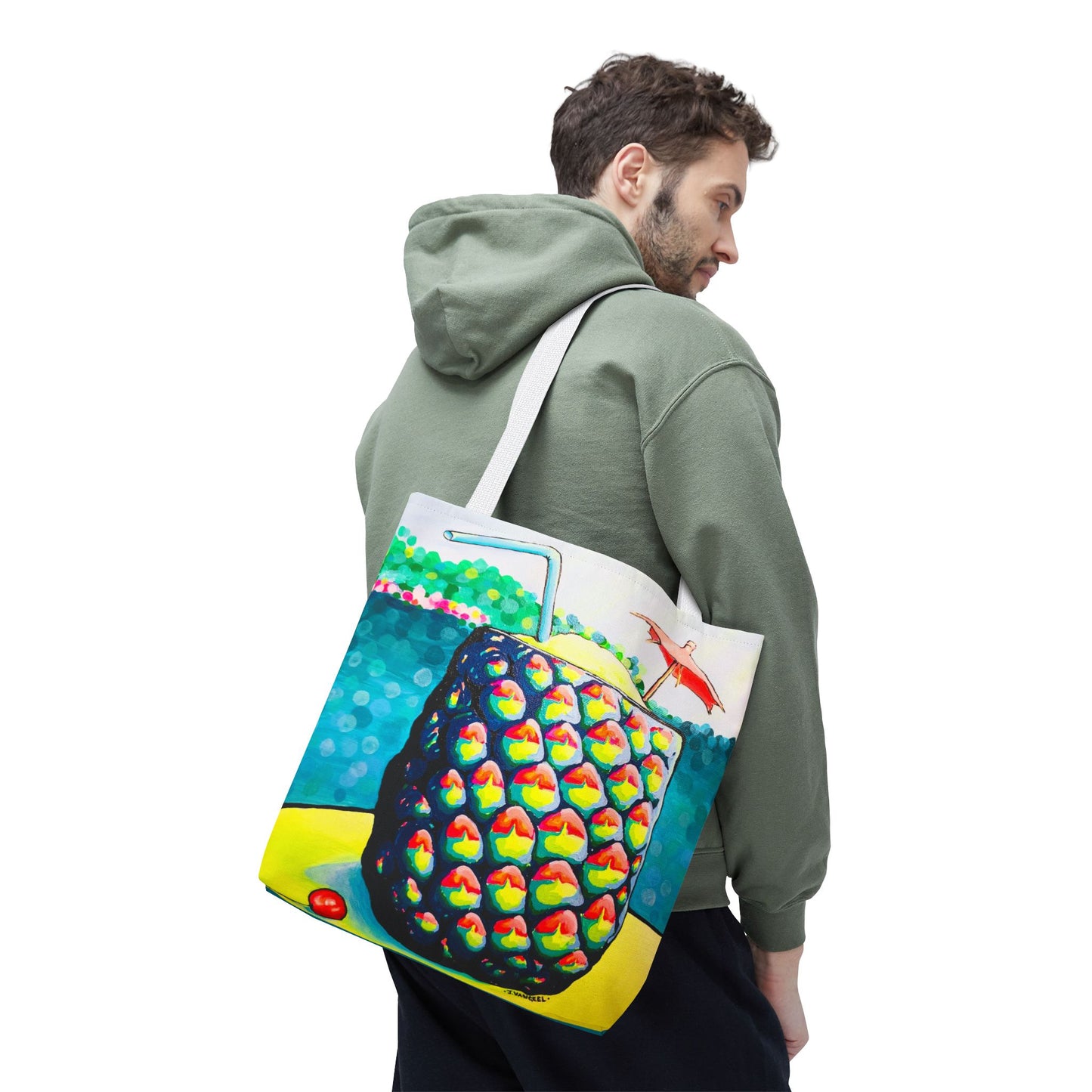 Premium Neon Piña Colada Tote Bag, Original Artist Design, Reusable Shopping Tote,  Eco-Friendly
