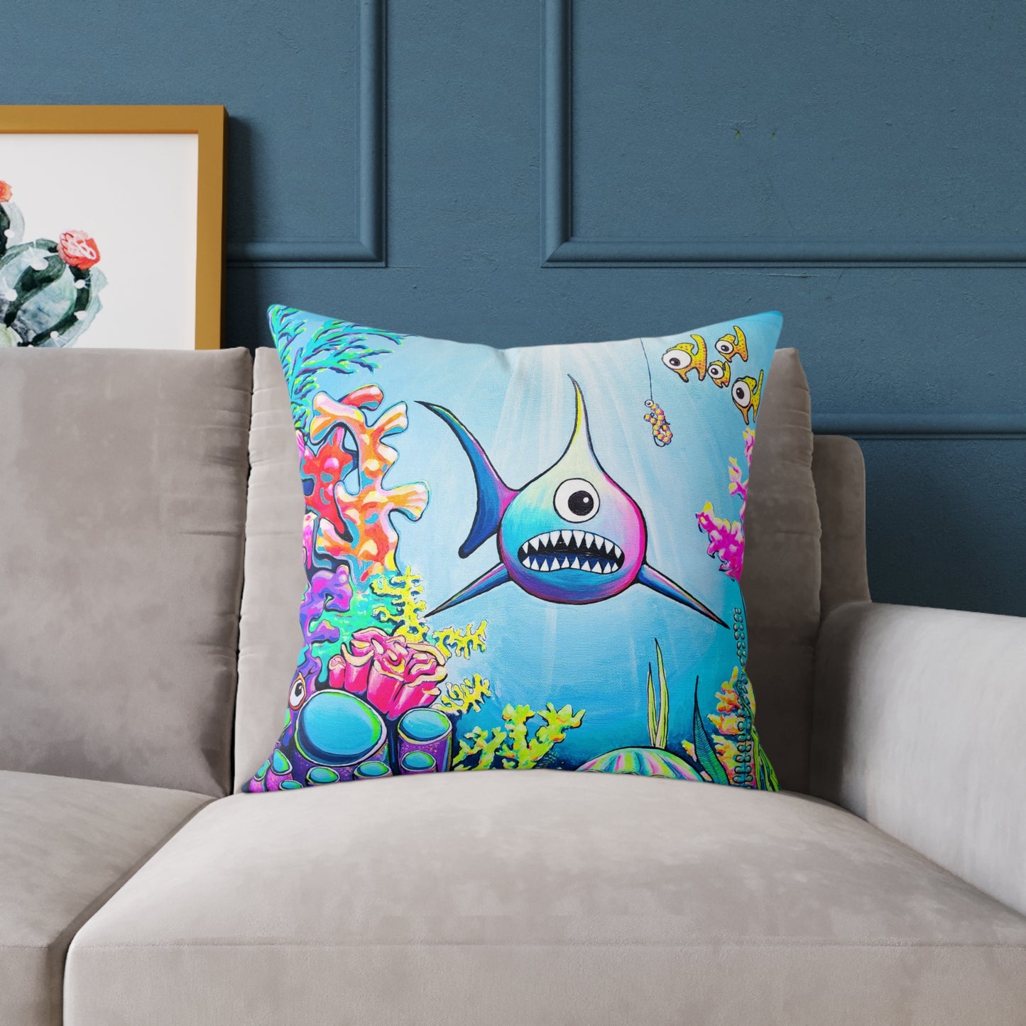 Cyclops Shark Art Canvas Decorative Pillow