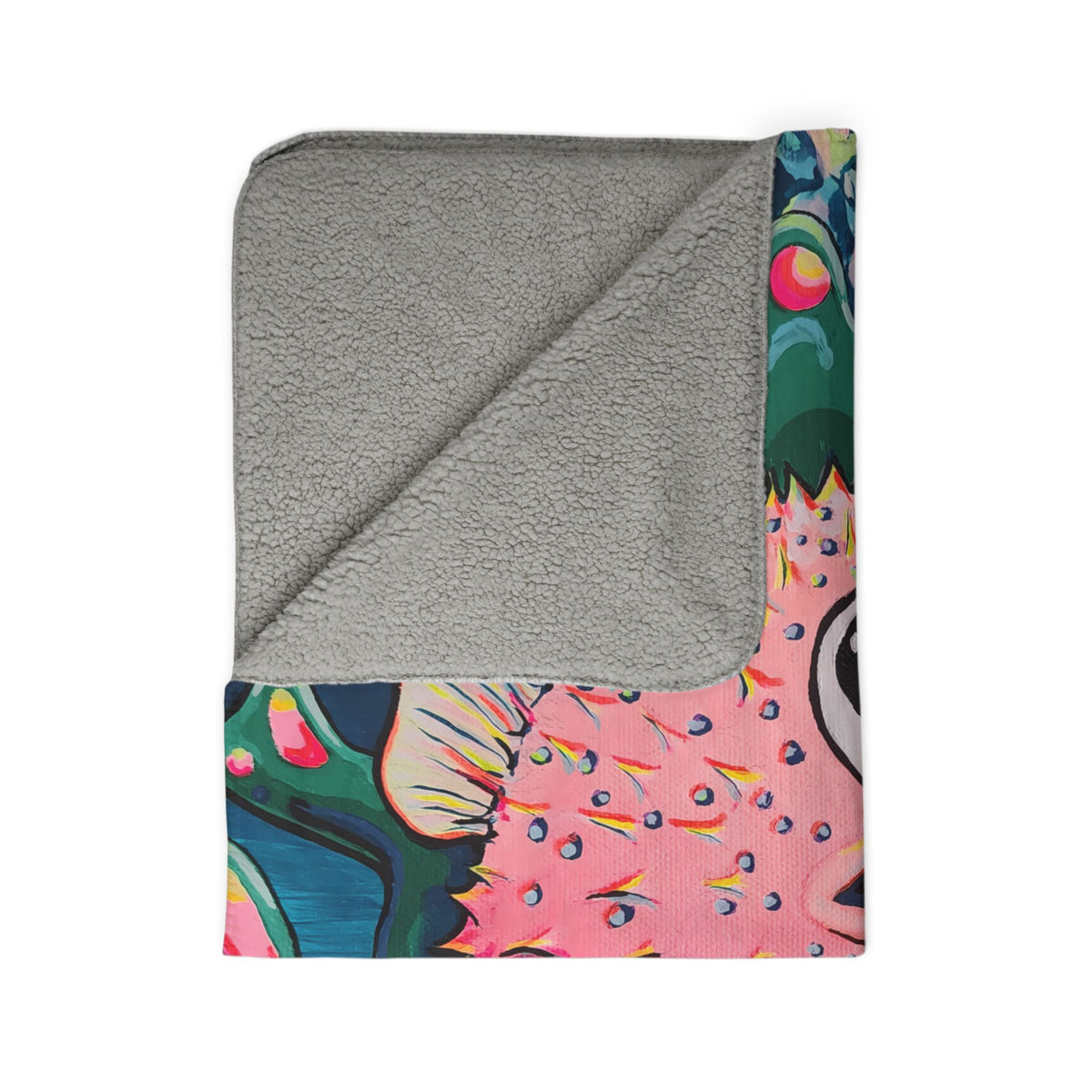 Cyclops Pufferfish Fleece Sherpa Blanket