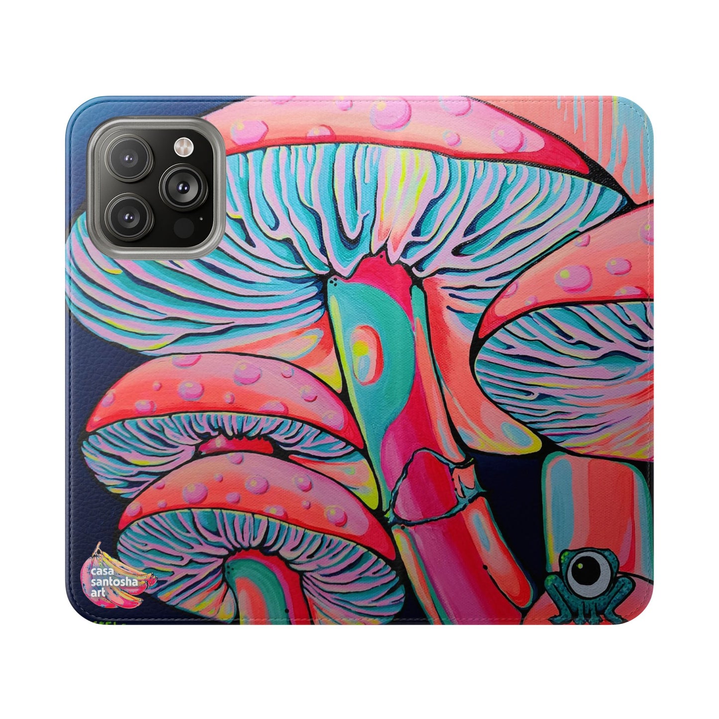 Trippy Mushrooms Flip Phone Case – Wallet Cover with Card Slots