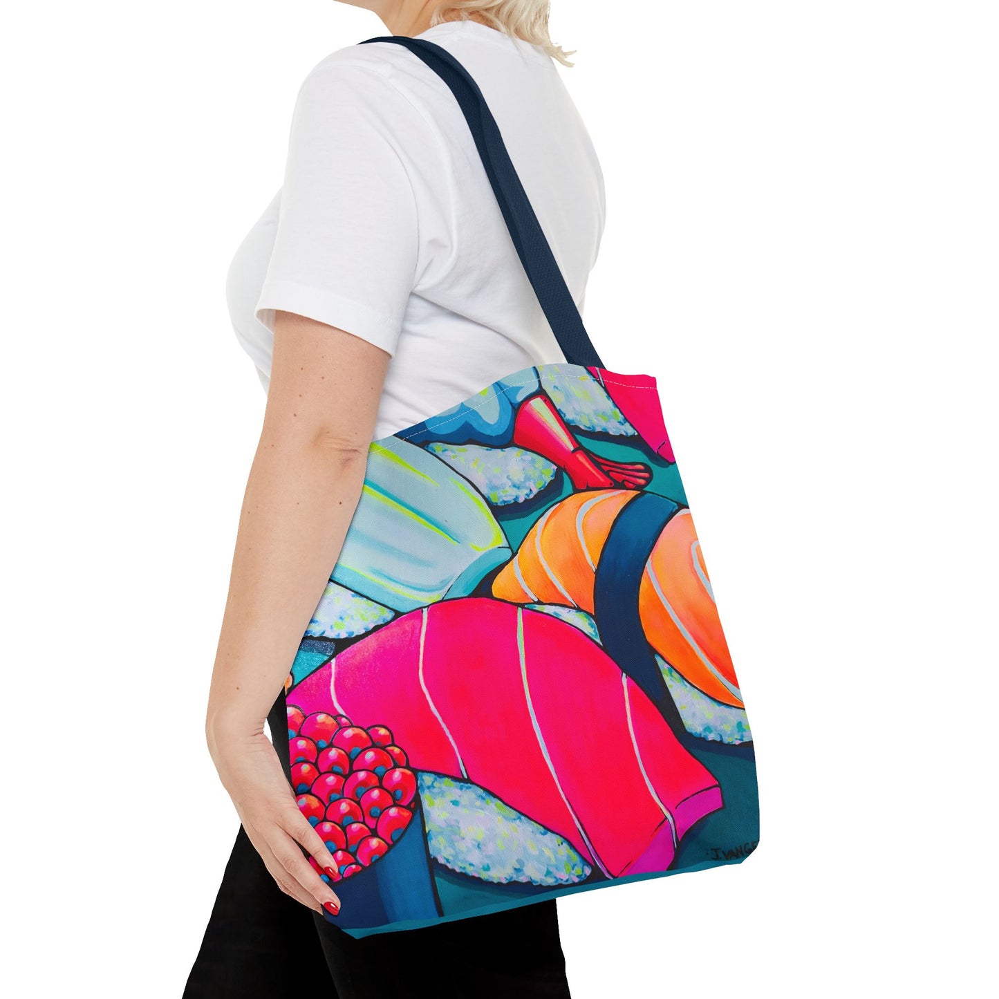Sac fourre-tout Sushi Néon Premium, Design d'artiste original, Sac de courses réutilisable, Écologique