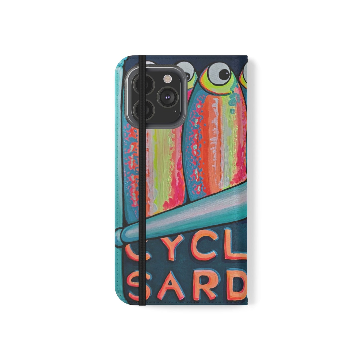 Neon Sardines Flip Phone Case – Wallet Cover with Card Slots