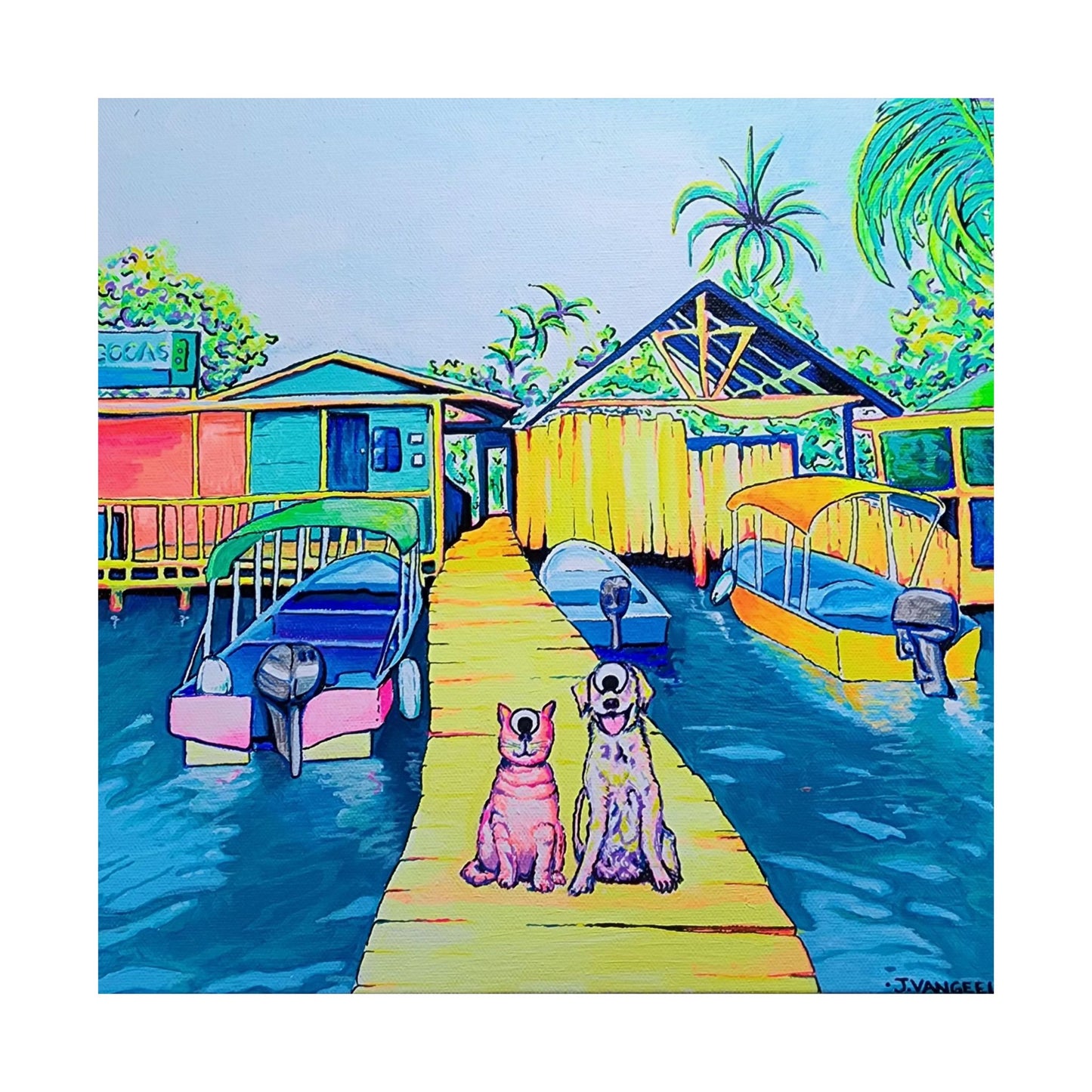 Cyclops Cat and Dog in Bocas Giclée Art Poster