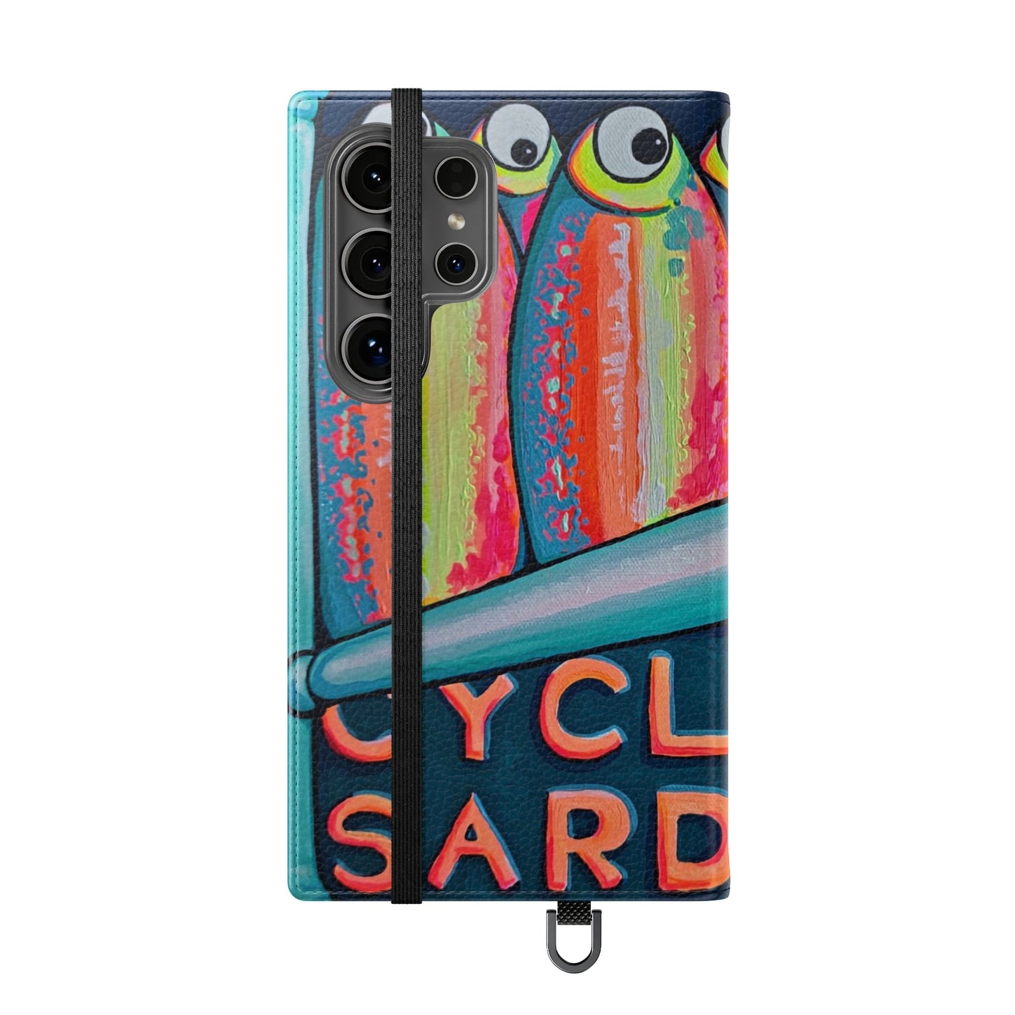 Neon Sardines Flip Phone Case – Wallet Cover with Card Slots