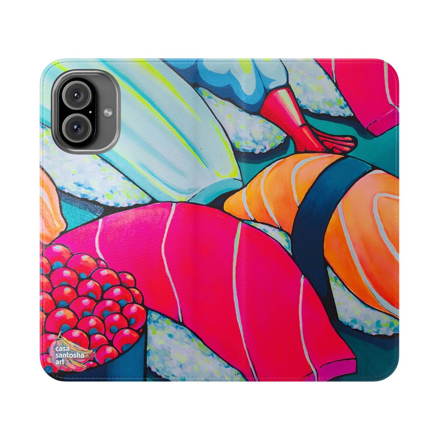 Étui portefeuille pour téléphone à clapet Neon Sushi avec porte-cartes