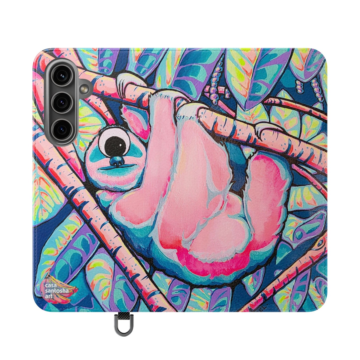 Cyclops Sloth Flip Phone Case – Wallet Cover with Card Slots