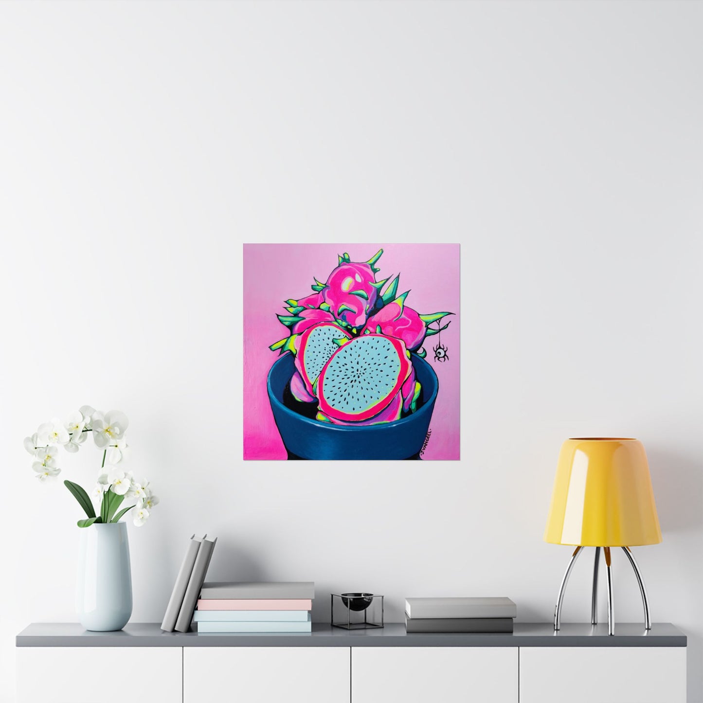 Neon Pink Dragon Fruit Giclée Art Poster