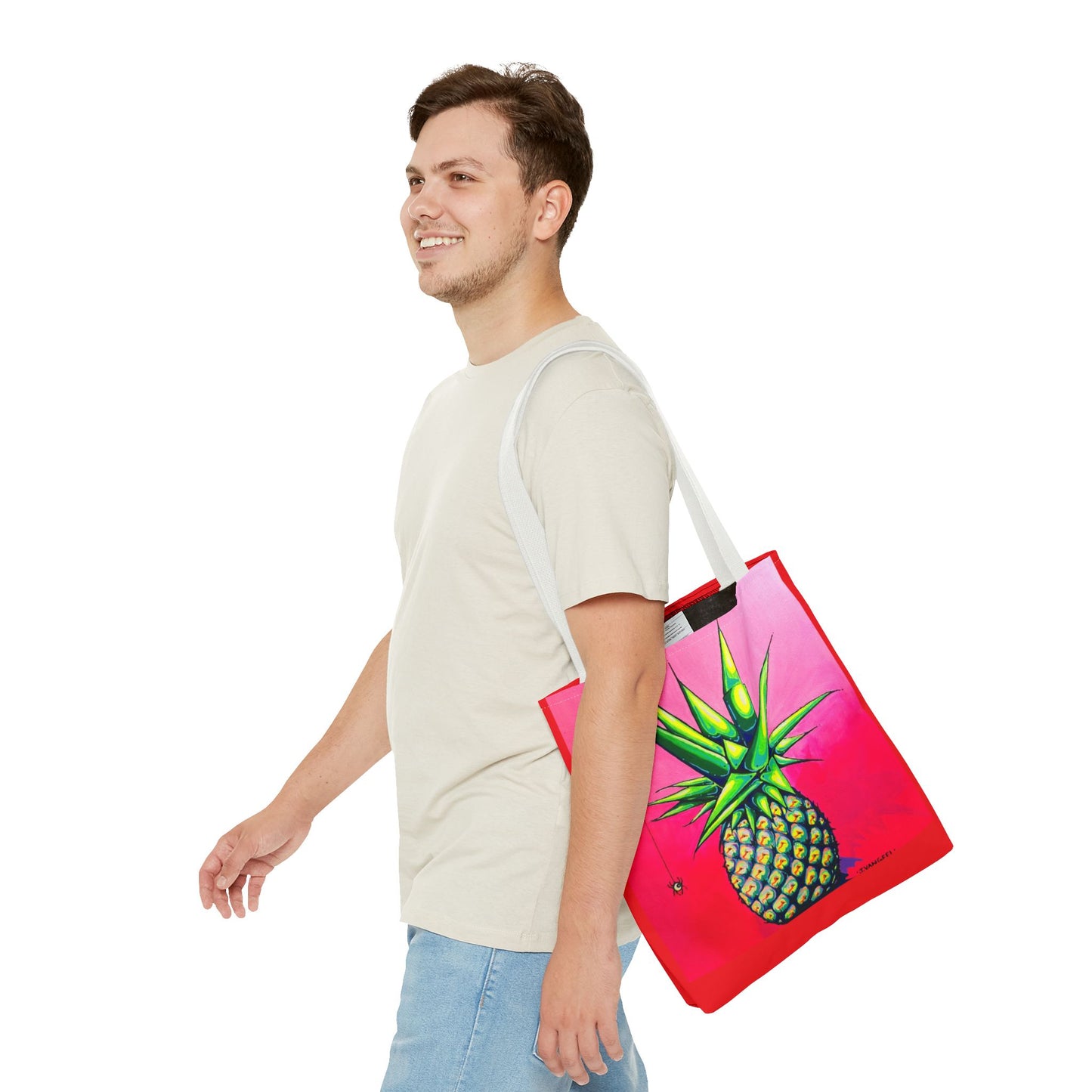 Premium Neon Pineapple Tote Bag, Original Artist Design, Reusable Shopping Tote, Eco-Friendly