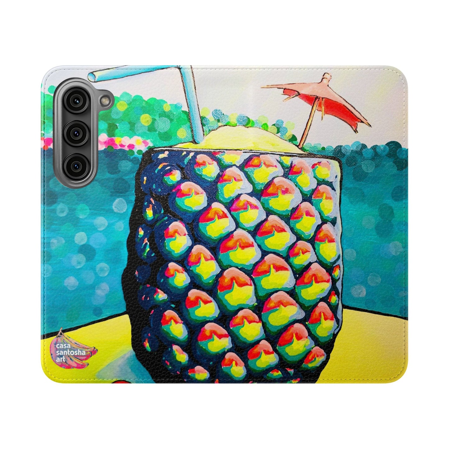 Neon Piña Colada Flip Phone Case – Wallet Cover with Card Slots
