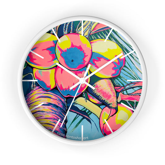 Neon Coconuts Pop Art Wall Clock