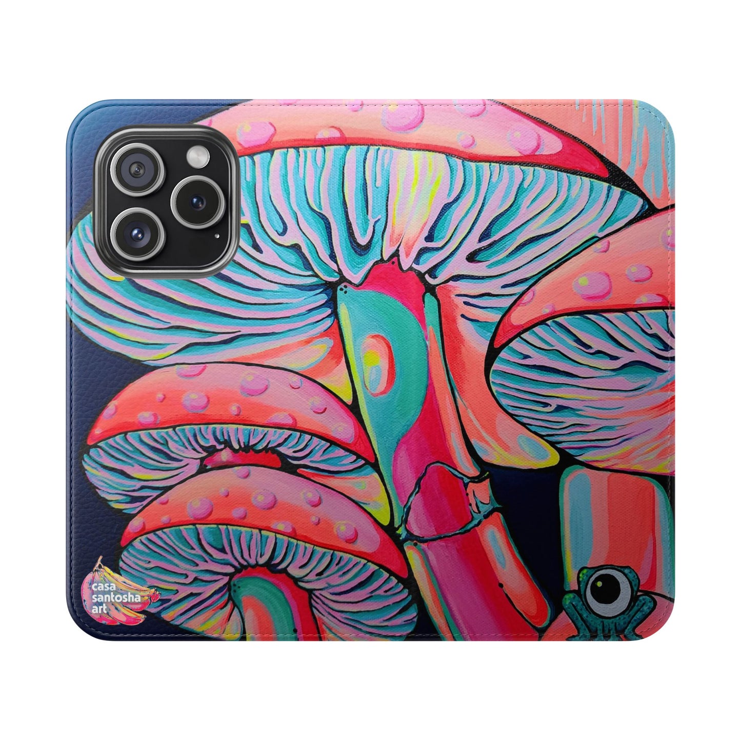 Trippy Mushrooms Flip Phone Case – Wallet Cover with Card Slots