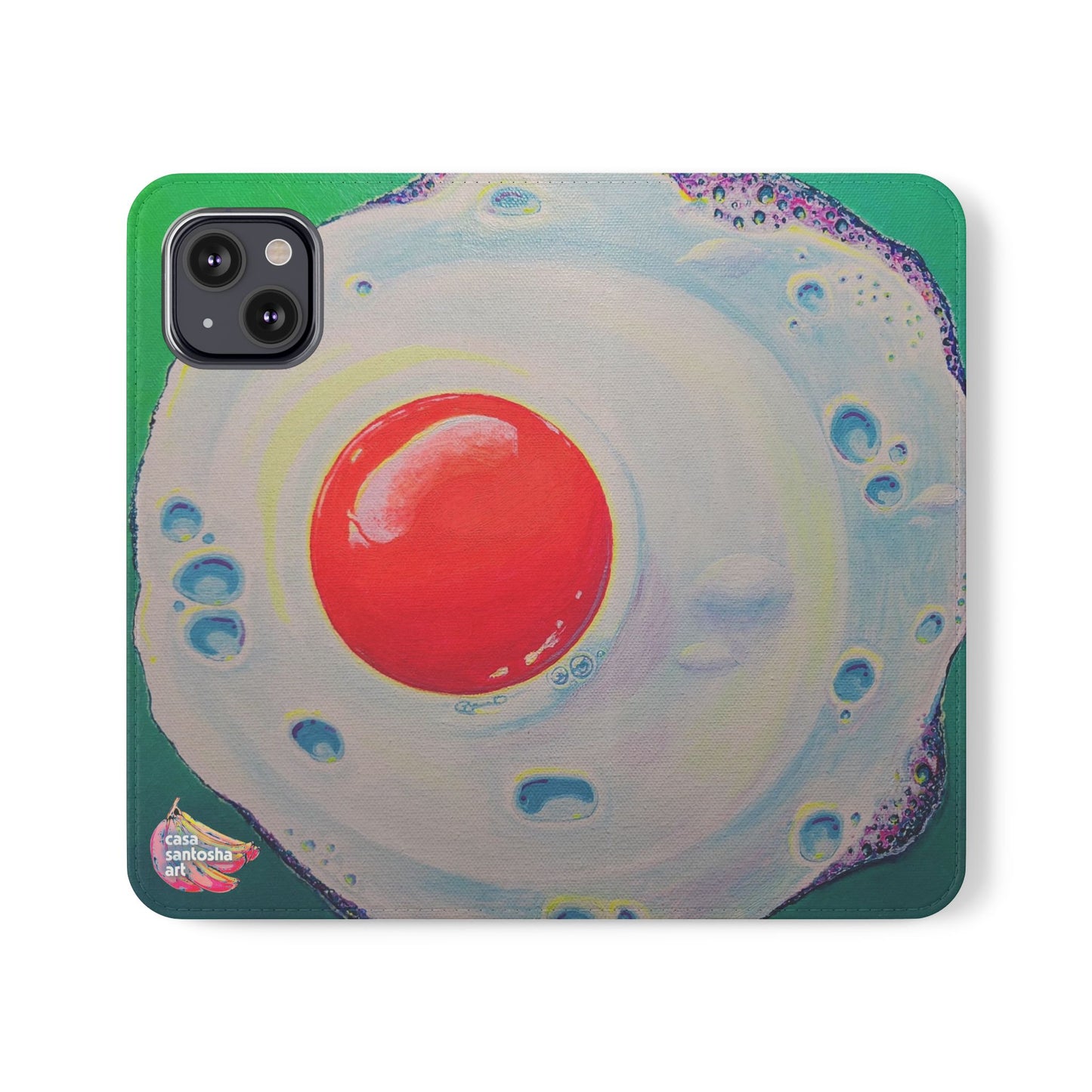 Neon Fried Egg Flip Phone Case – Wallet Cover with Card Slots