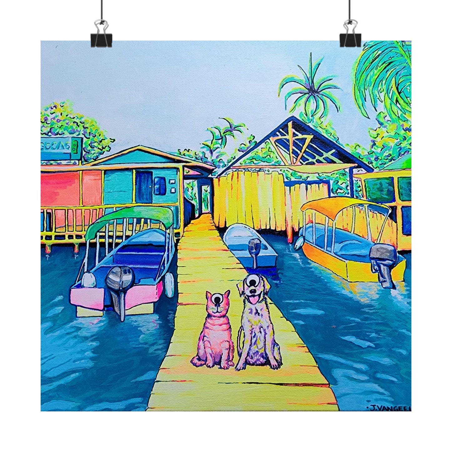 Cyclops Cat and Dog in Bocas Giclée Art Poster