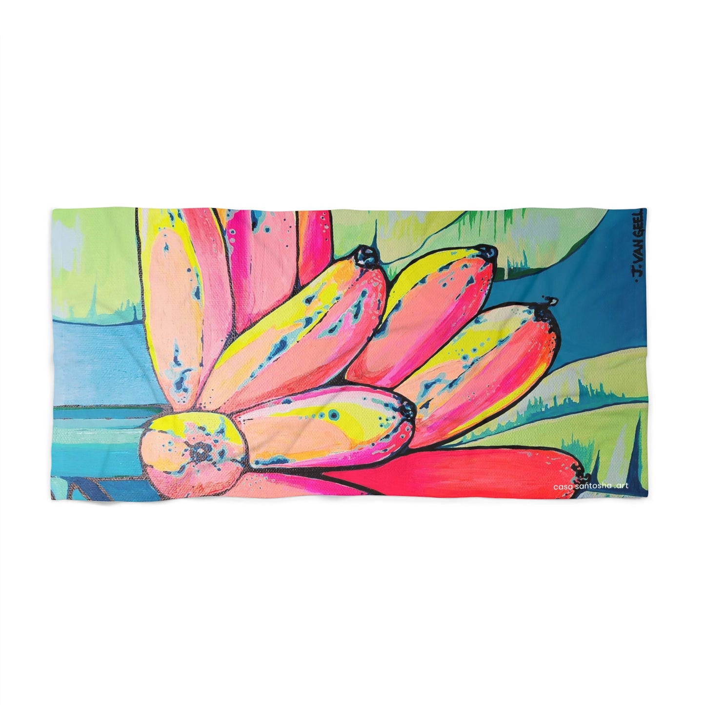 Neon Primitivo Bananas Beach Towel for Summer Fun and Vacation Essentials