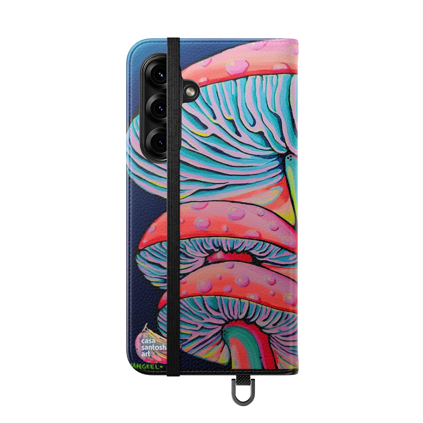 Trippy Mushrooms Flip Phone Case – Wallet Cover with Card Slots