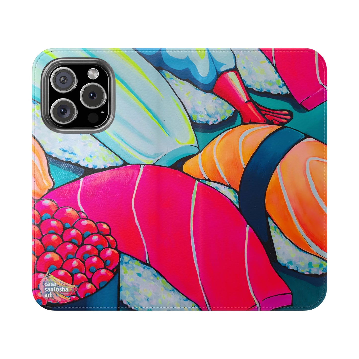 Étui portefeuille pour téléphone à clapet Neon Sushi avec porte-cartes